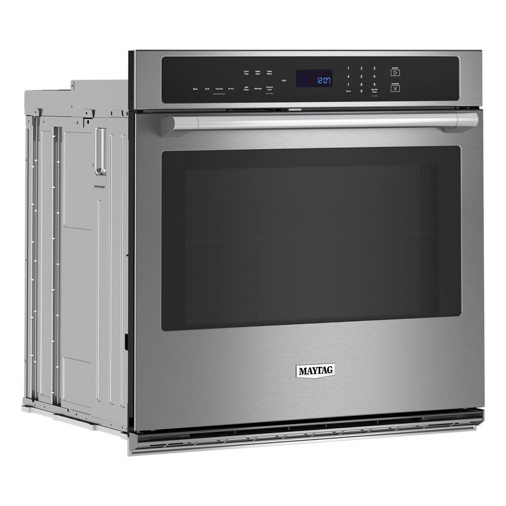 27-inch stainless steel single wall oven with digital control panel and air fry feature in Appliances collection