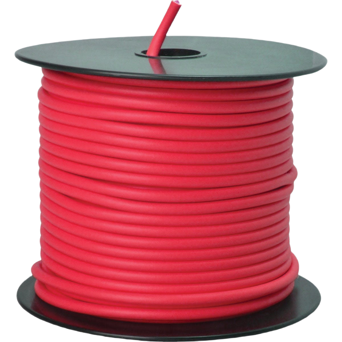 Spool of red 12-gauge PVC-coated primary wire for electrical and home improvement projects