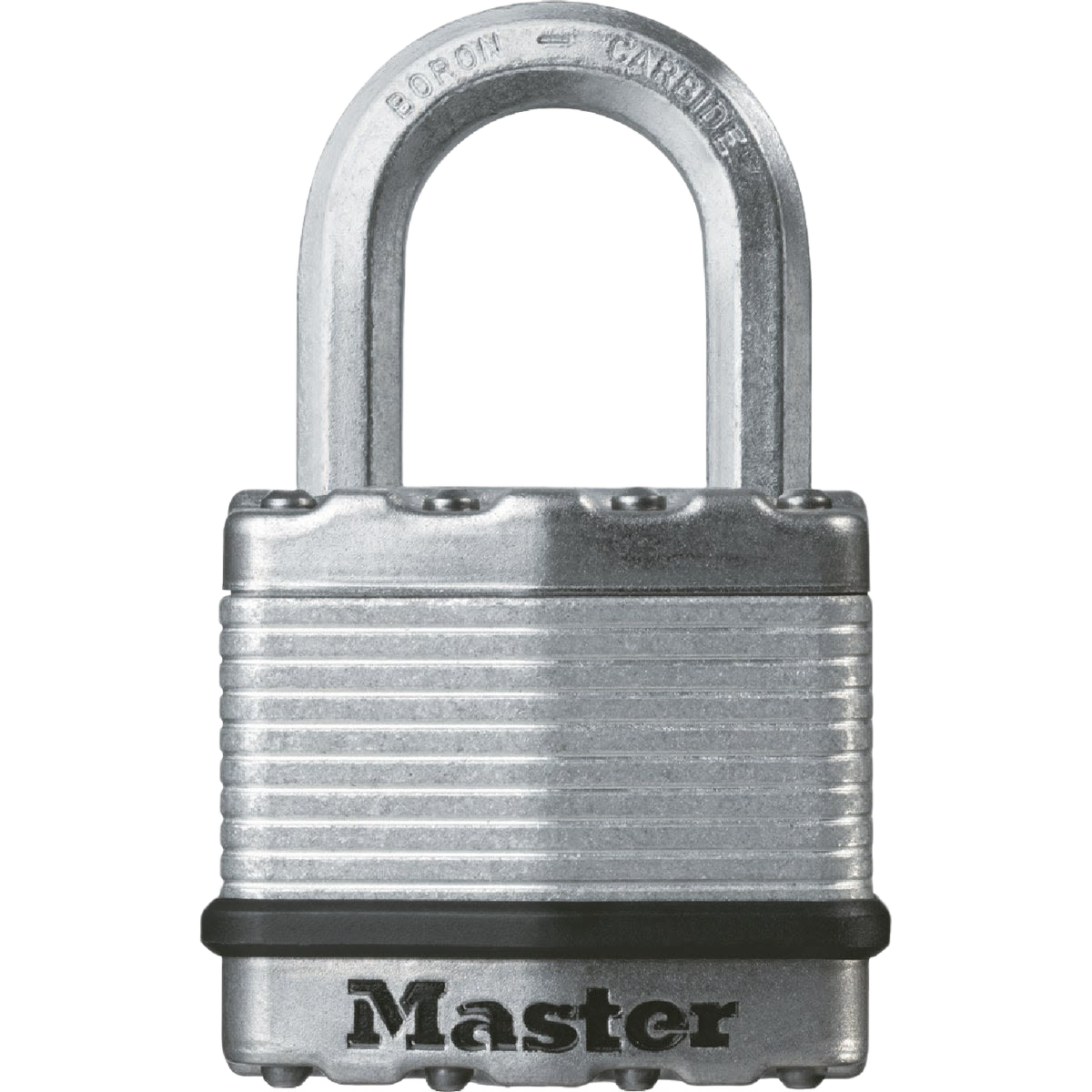 Keyed padlock with laminated steel core and dual-armor protection, suitable for hardware and home improvement projects under $50