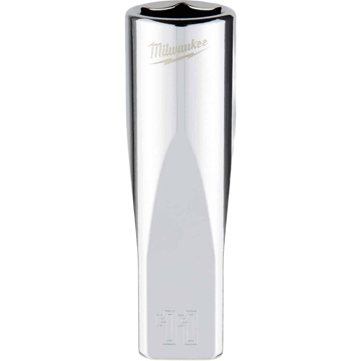 Polished 11-mm deep socket with four flat sides for stability in hand tools, woodworking, and sockets & ratchets collections