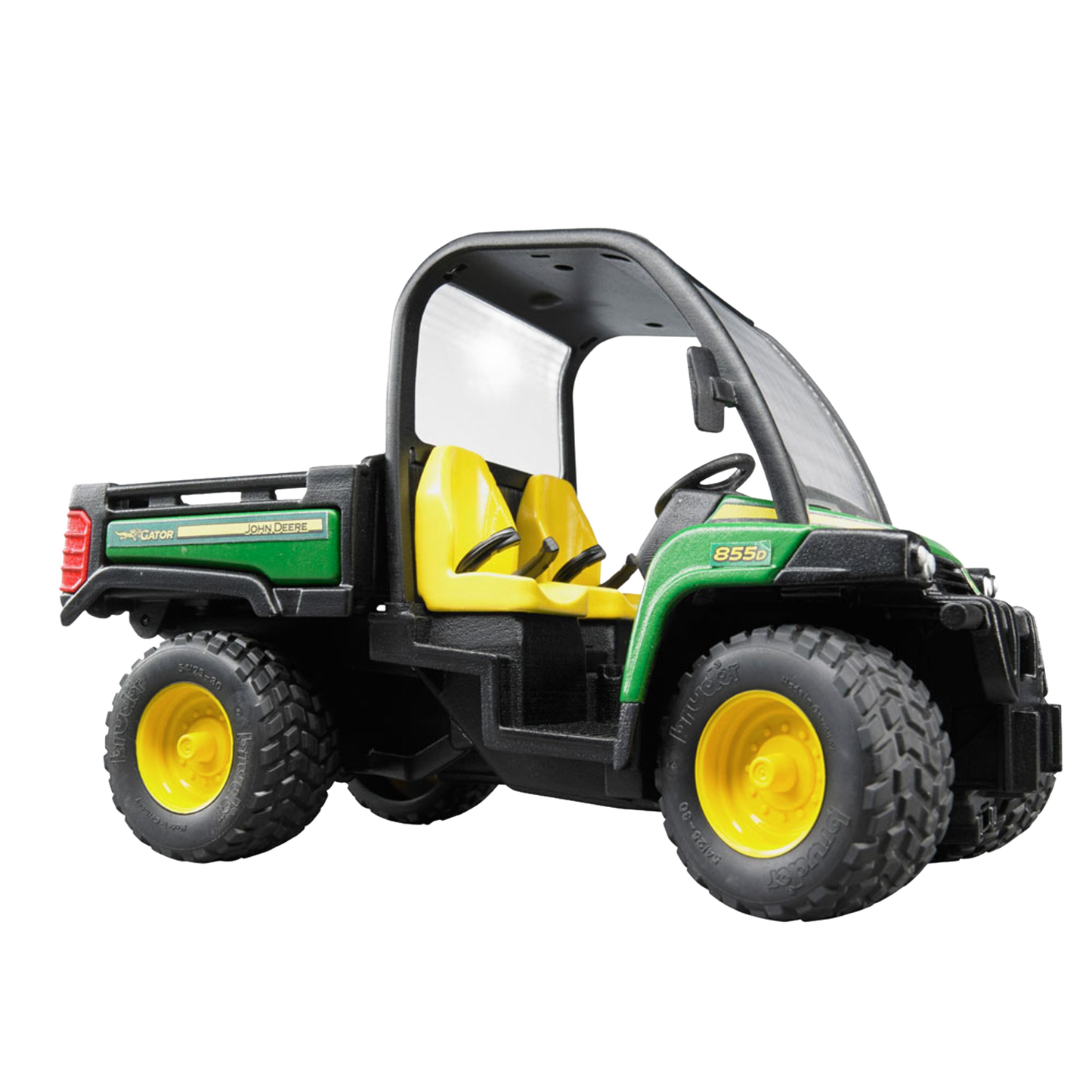 Green and yellow Bruder Toys John Deere Gator XUV 855D toy vehicle from the Vehicles & Remote Controlled Toys collection