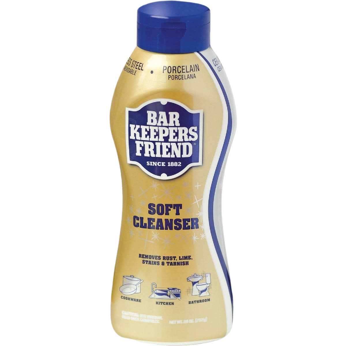 Yellow Bar Keepers Friend soft cleanser bottle for removing rust, lime, and stains in cleaning supplies under $50