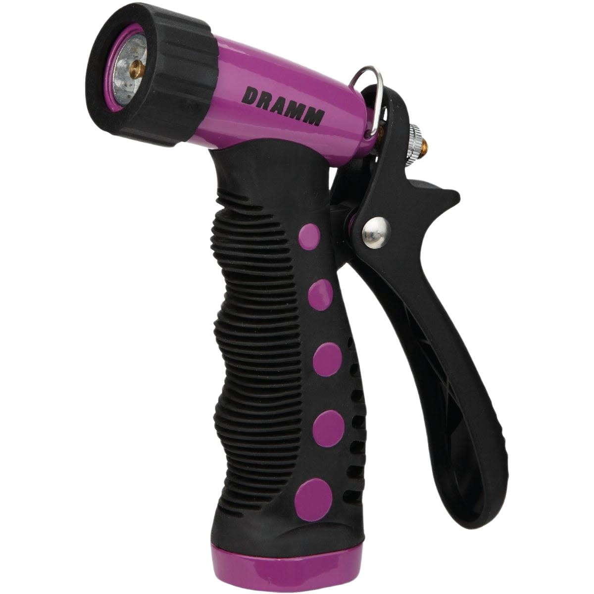 Purple and black metal watering nozzle with ergonomic grip for lawn and garden watering tools under $50 collections