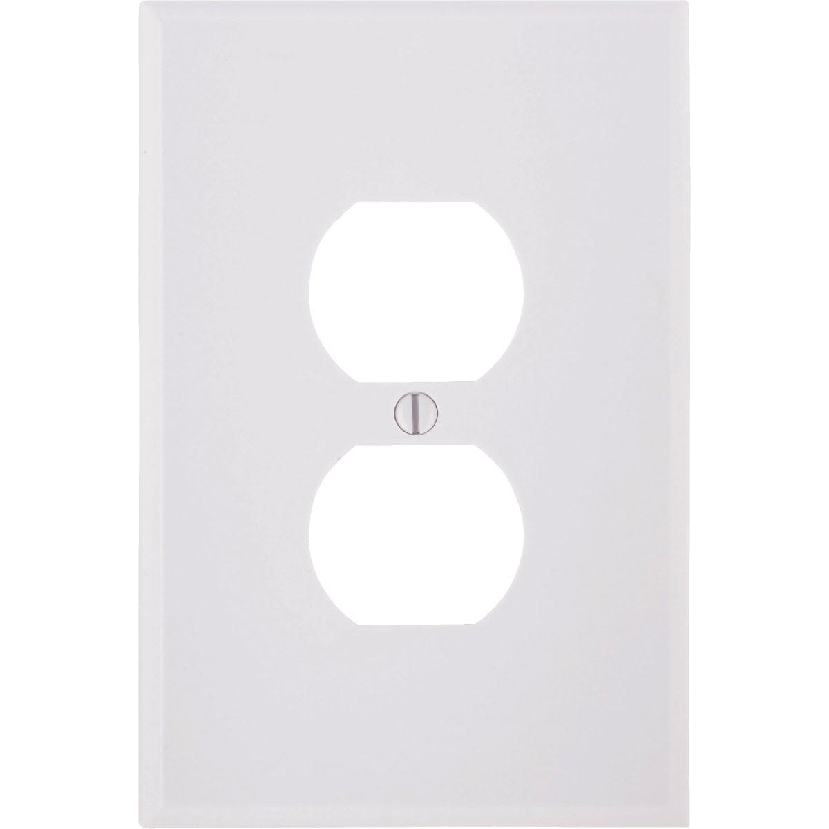 White oversized plastic outlet wall plate with smooth finish for home improvement and electrical projects