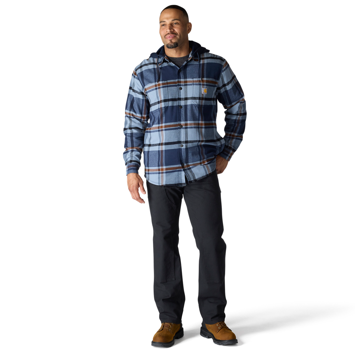 Carhartt Hamilton Relaxed Plaid Shirt Jac - Navy, Tall 2XL