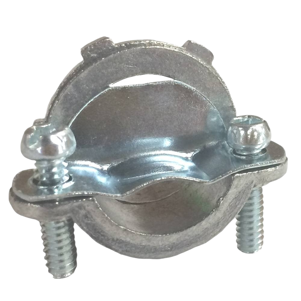 Metal 3/4 inch non-watertight Romex connector with screws for electrical conduit and wiring installation tasks