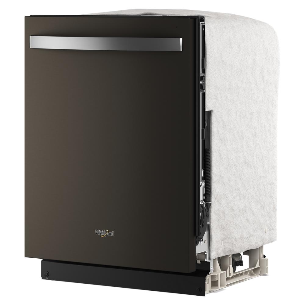 Black fingerprint resistant built-in dishwasher with stainless steel handle from kitchen and appliances collection