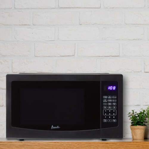 Black Avanti microwave with digital control panel and blue LED display in Microwaves and Kitchen & Kitchenware collections