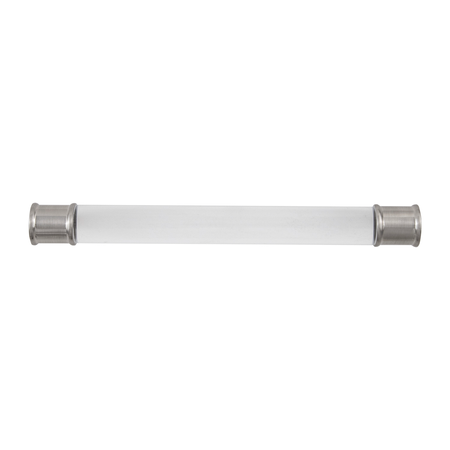 Satin nickel and clear acrylic cabinet pull in furniture hardware for kitchen or bathroom upgrades under $50