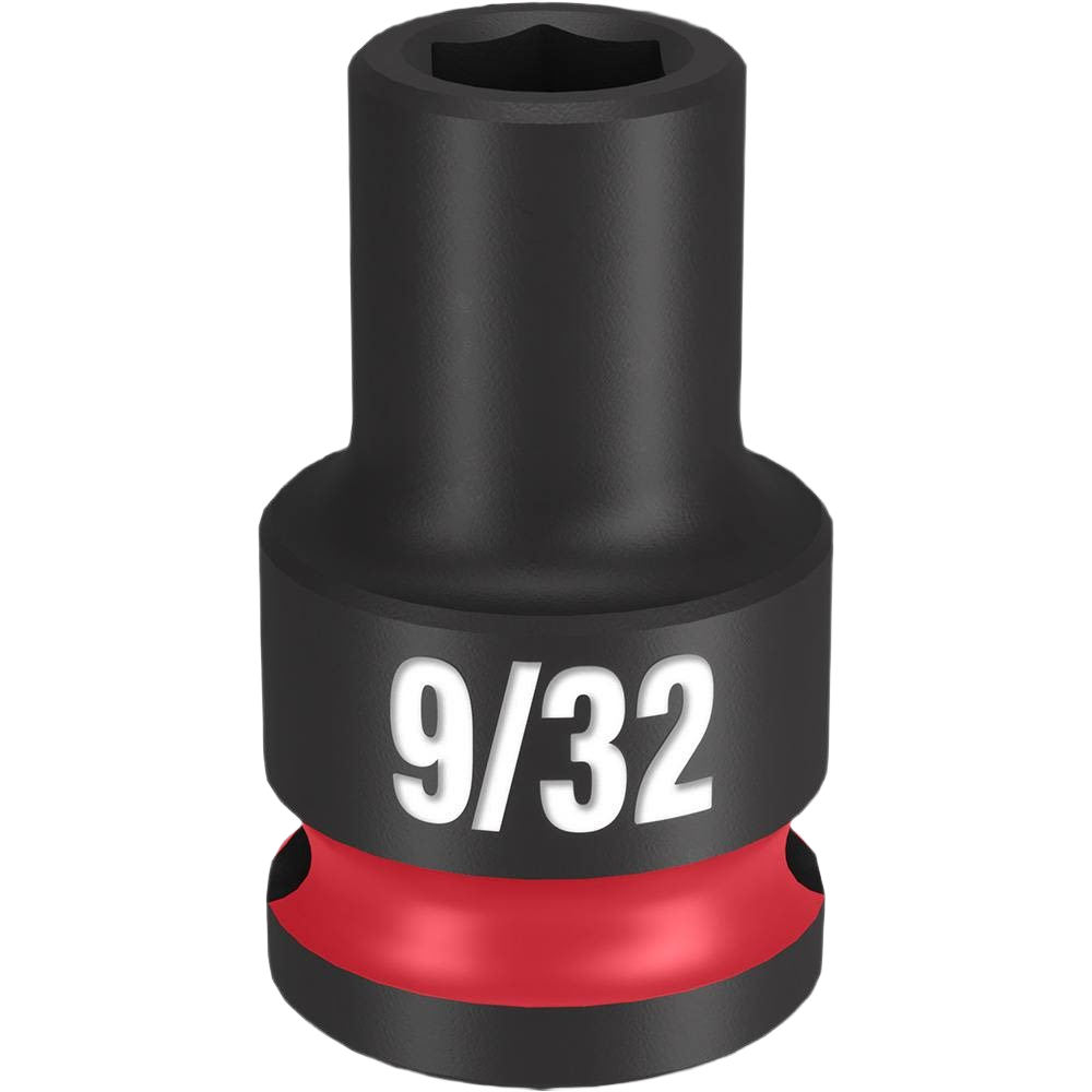 Black impact duty 9/32 inch 6 point socket with red ring for heavy-duty use in hand and woodworking tools collections