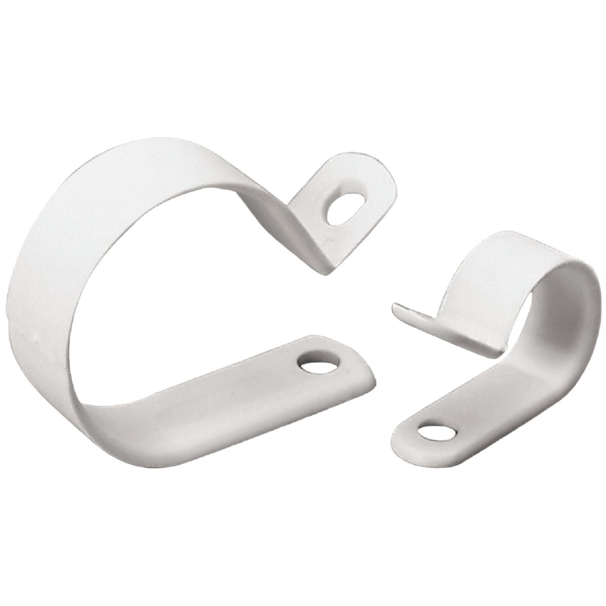 Two white plastic cable organizers with mounting holes for securing wires in electrical and office setups.