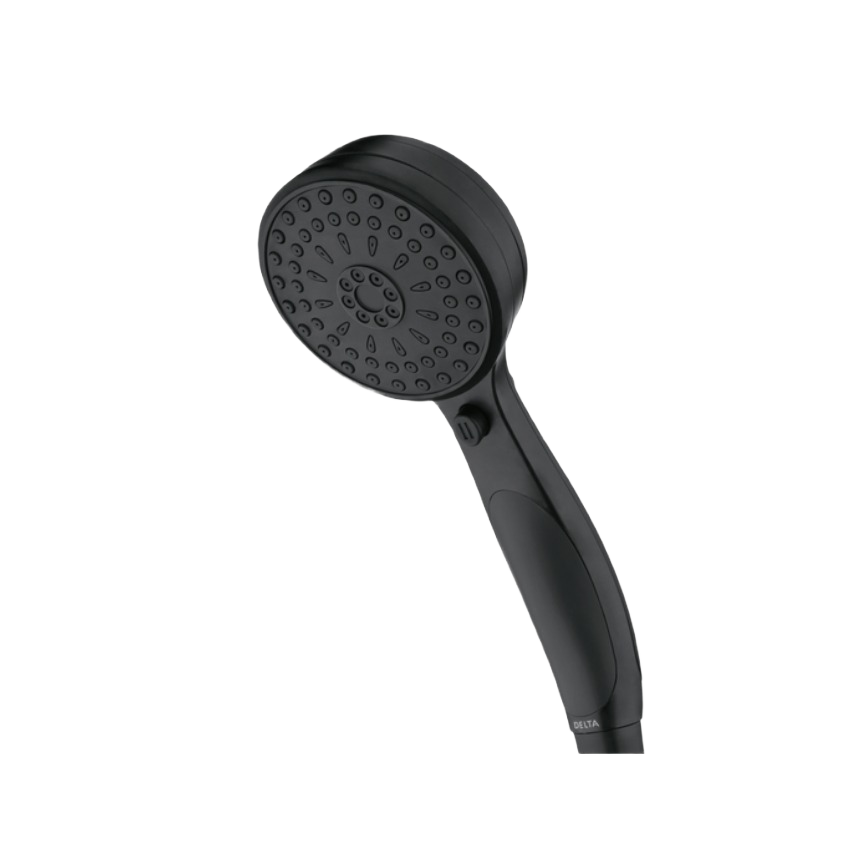 Matte black hand shower with nine spray settings and ergonomic handle for bathroom and shower upgrades under 100 dollars