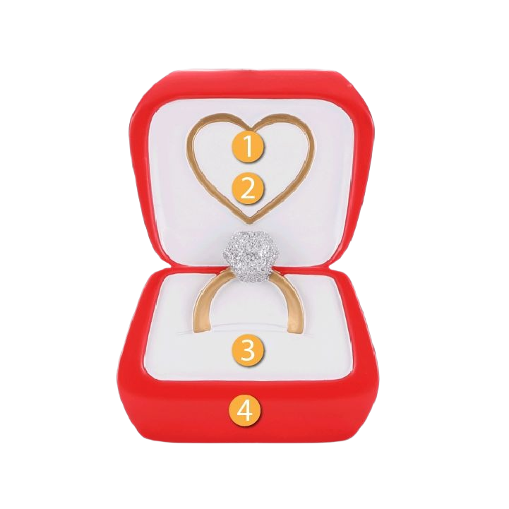 Red ring box ornament with sparkling diamond ring and heart detail from Christmas Ornaments & Tree Decorations collection