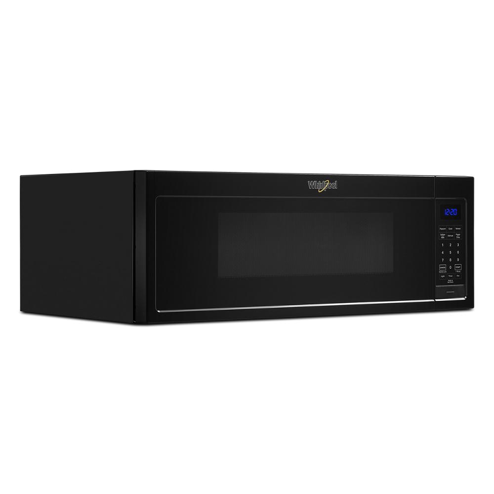 Black low-profile microwave with digital control panel and blue LED display from Microwaves and Kitchen & Kitchenware collections