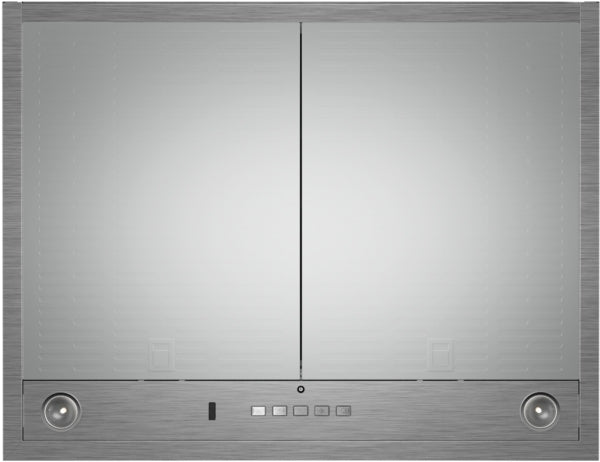 Stainless steel undercabinet range hood with sleek design, mesh filters, and push-button controls for kitchen ventilation