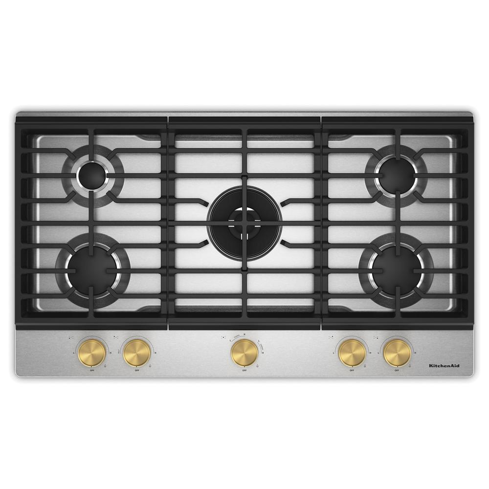 KitchenAid® 36 in. Gas Cooktop with 5 Burners and Integrated Wok Grate