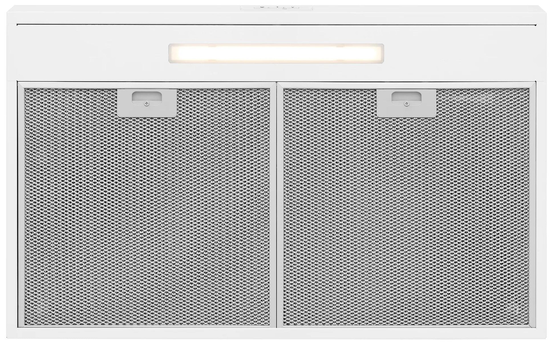 White undercabinet ventilation hood with filter indicator light and LED from kitchen and appliances collection