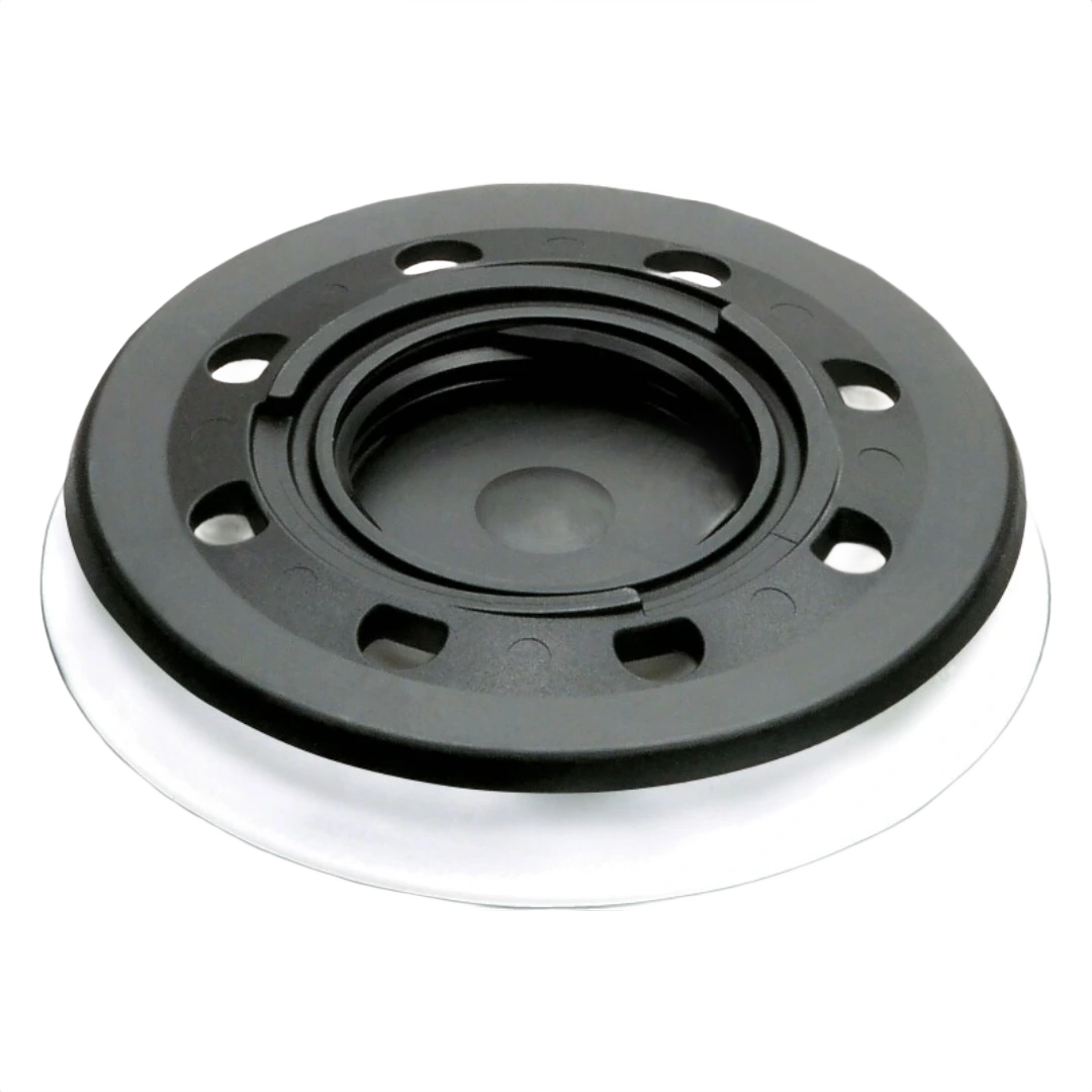 Black and white soft sanding pad for rotary or random orbit sanders in woodworking and power tool accessories