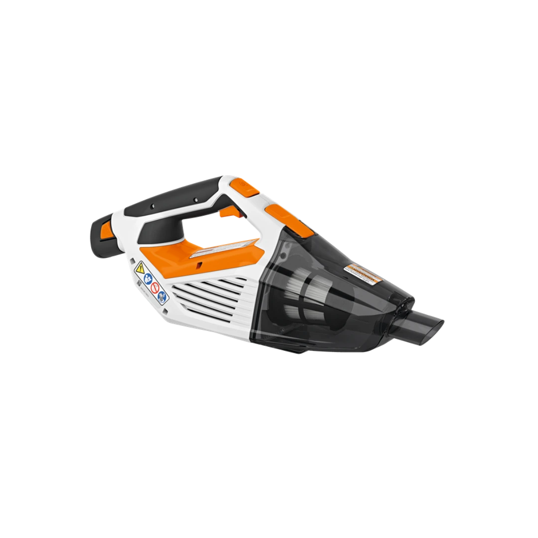Portable battery-powered vacuum with orange, white, and black design for efficient home improvement cleaning tasks