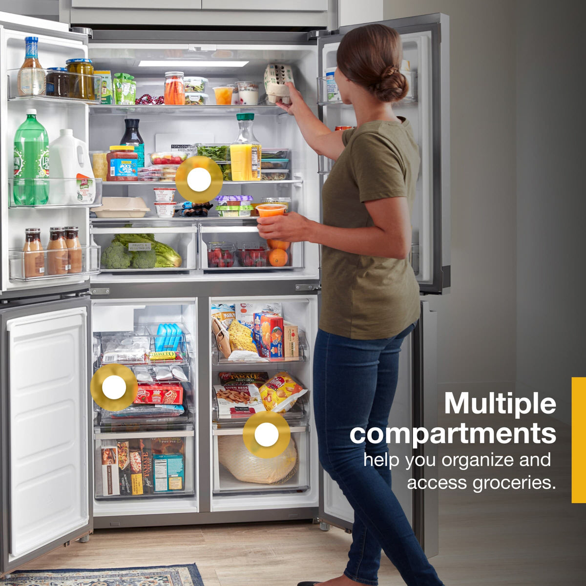 36-inch Wide Counter Depth 4 Door Refrigerator - 19.4 cu. ft.