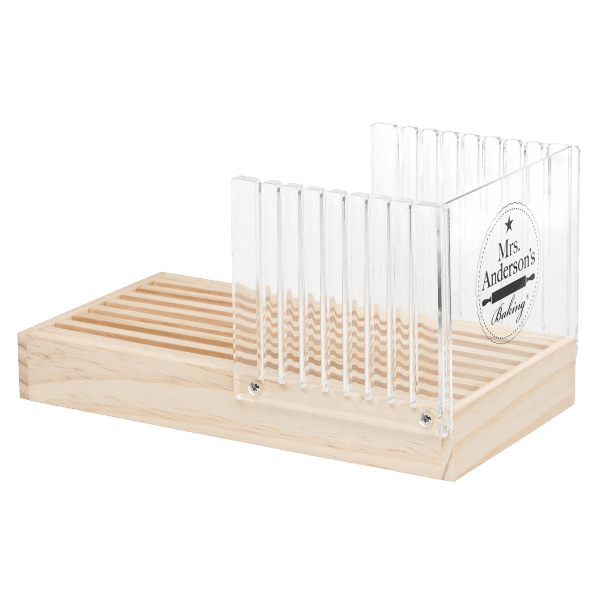 Wood base bread slicer with clear adjustable slots for consistent slices in kitchen utensils and gadgets collections