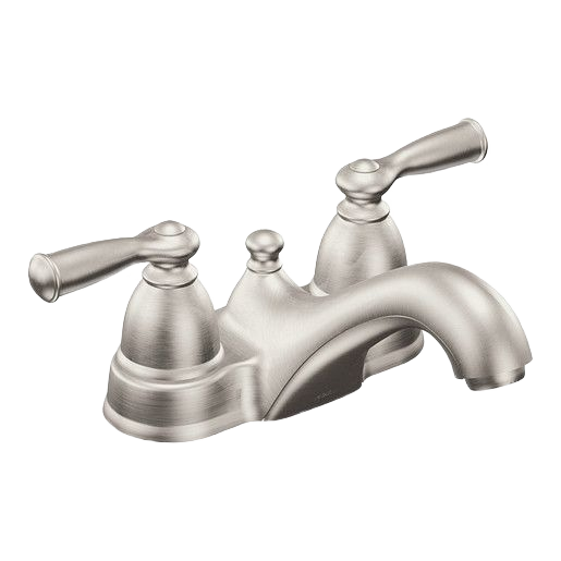 Stainless steel two-handle low arc bathroom faucet for modern plumbing and bathroom sink upgrades under $100