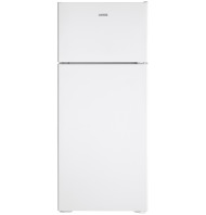white recessed handle top-freezer refrigerator for kitchen and home appliances with modern design