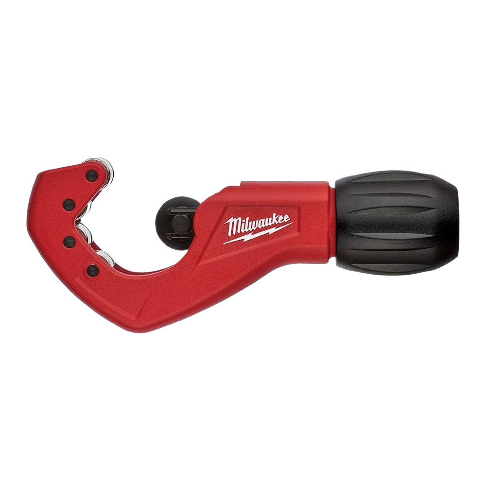 Red tubing cutter with black adjustable knob for precision cutting in tools and home improvement projects