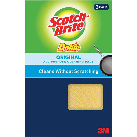 3-pack of yellow all-purpose cleaning pads that clean surfaces effectively without scratching in cleaning tools collections