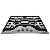30-inch gas cooktop with five burners, stainless steel finish, and front control knobs from Cooktops collection