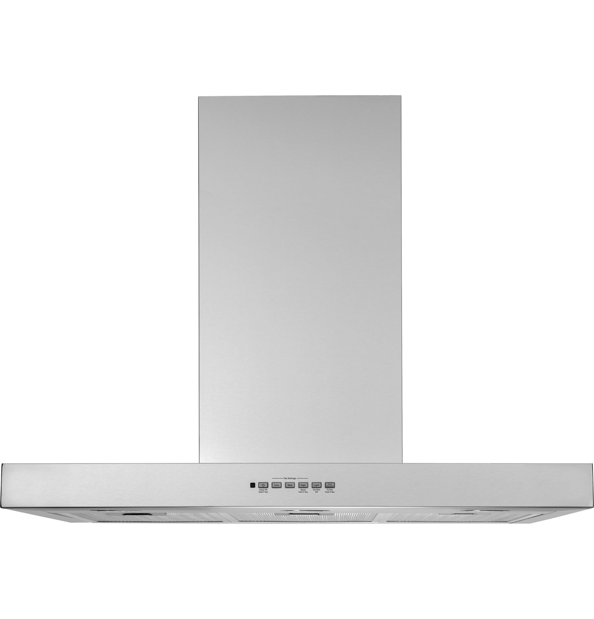 Stainless steel wall mount kitchen hood with digital controls and dimmable LED lighting from range hoods collection