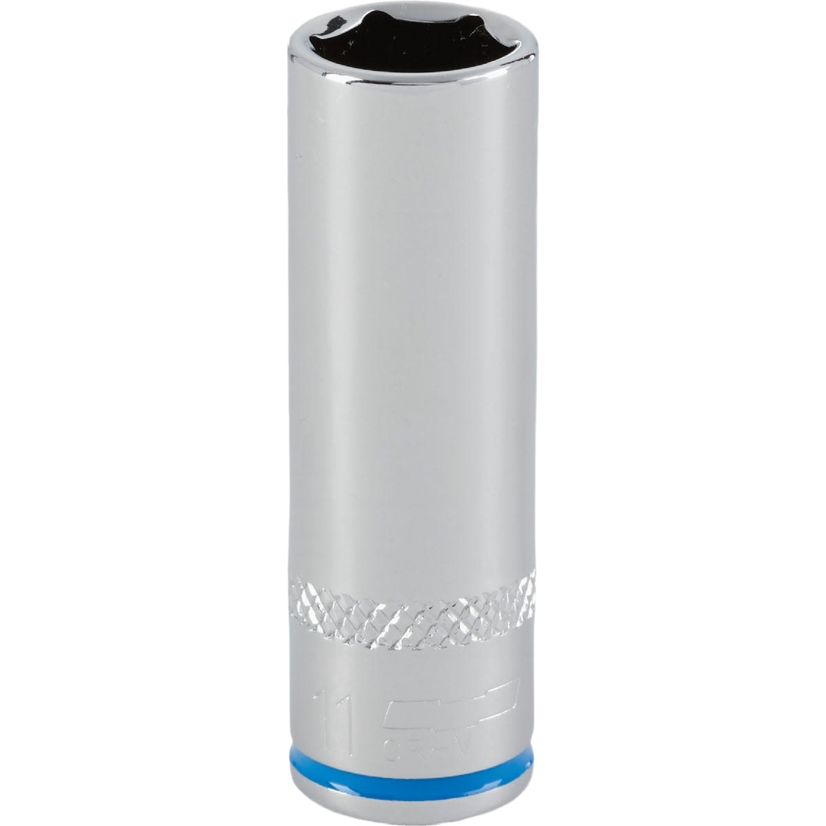 11mm 6-point deep metric socket with textured grip band for secure handling in hand tools and woodworking collections