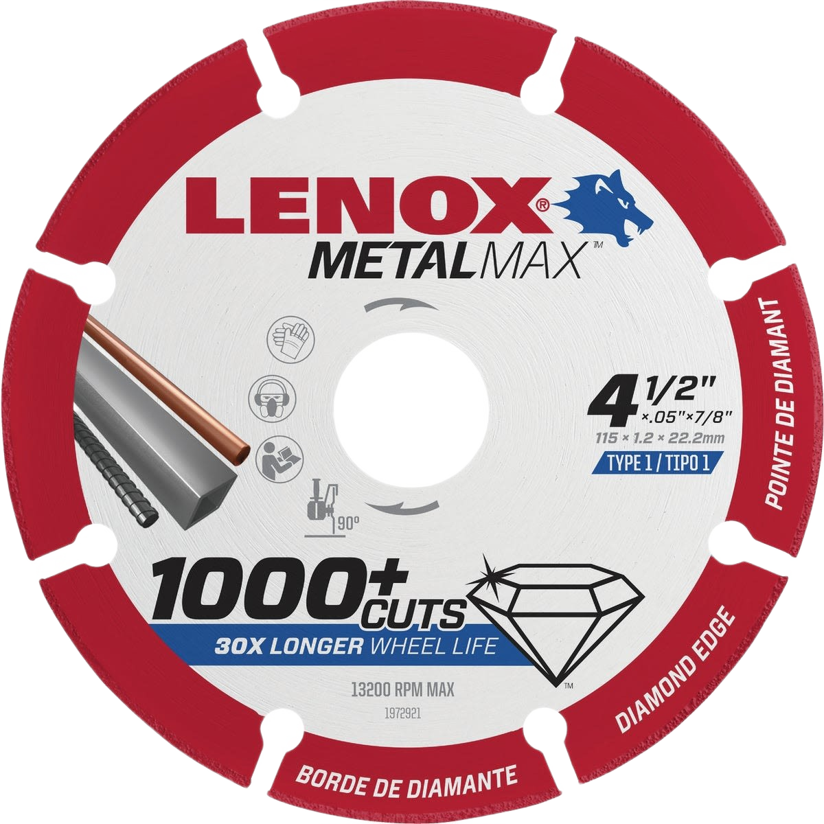 Diamond blade with red segmented rim for metal cutting, part of tool accessories for home improvement projects