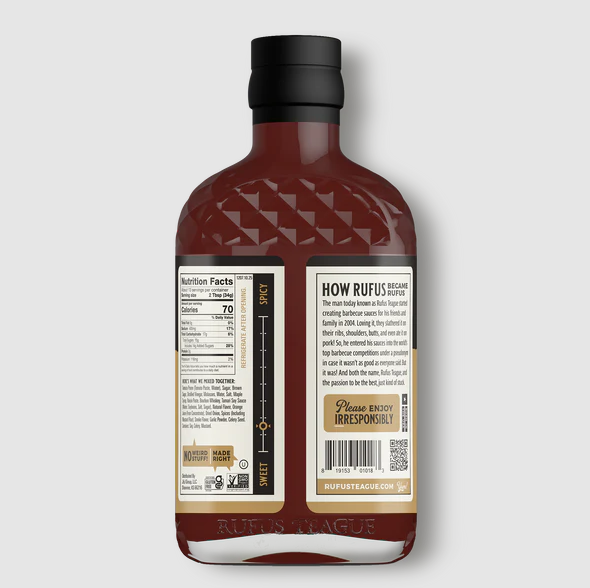 Rufus Teague Whiskey Maple BBQ Sauce, 15.25 oz.