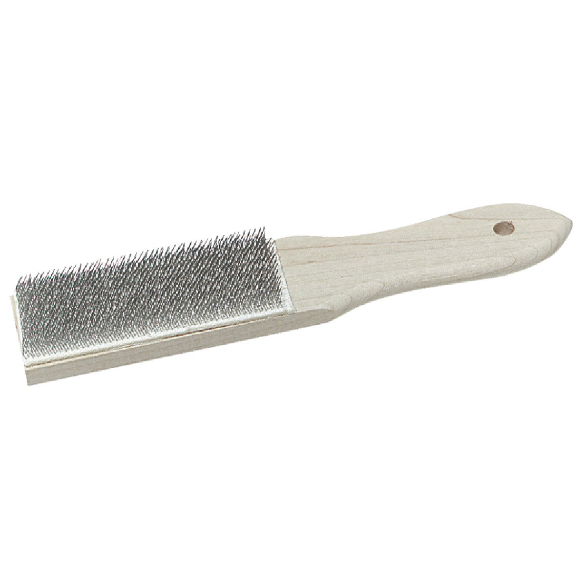 Wood handled 8-inch file brush with stiff metal bristles for cleaning files and tools in home improvement tasks