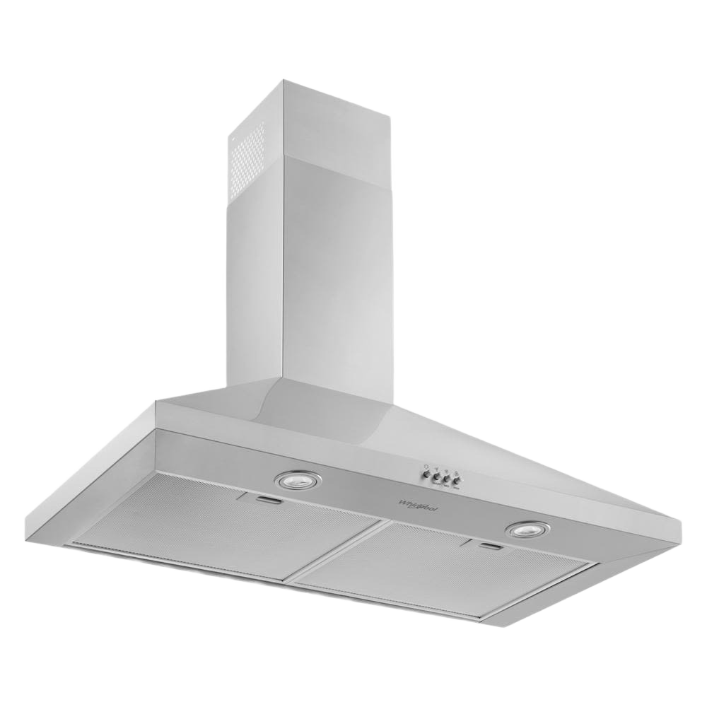 36-inch stainless steel chimney range hood with detachable grease filters and 3-speed exhaust fan for kitchen ventilation