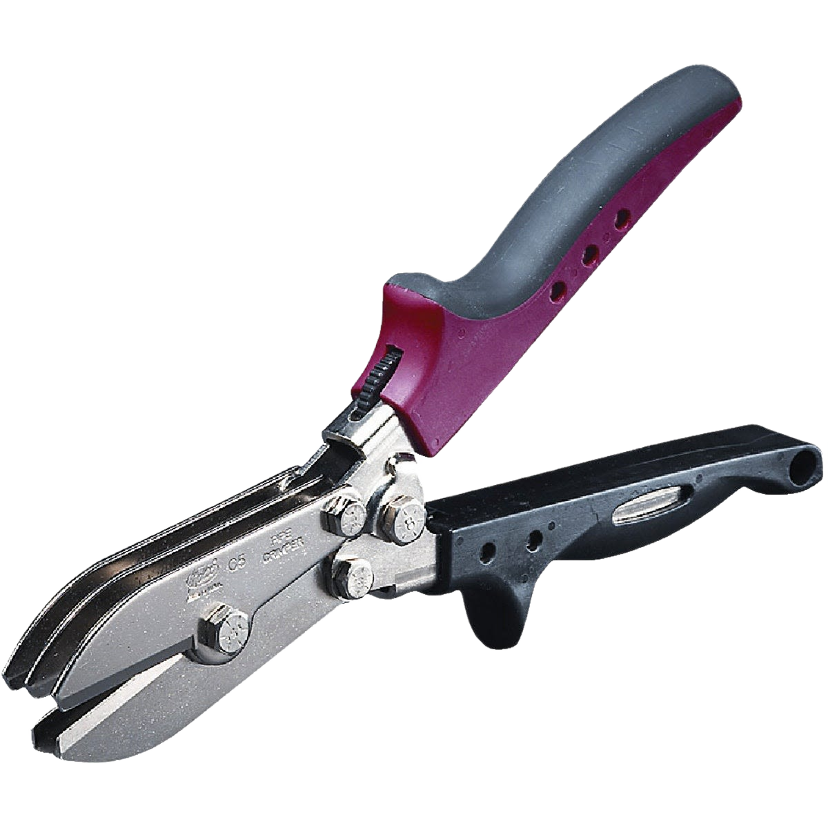 Metal pipe crimper with ergonomic cushioned handle for shaping downspouts in tools and home improvement tasks