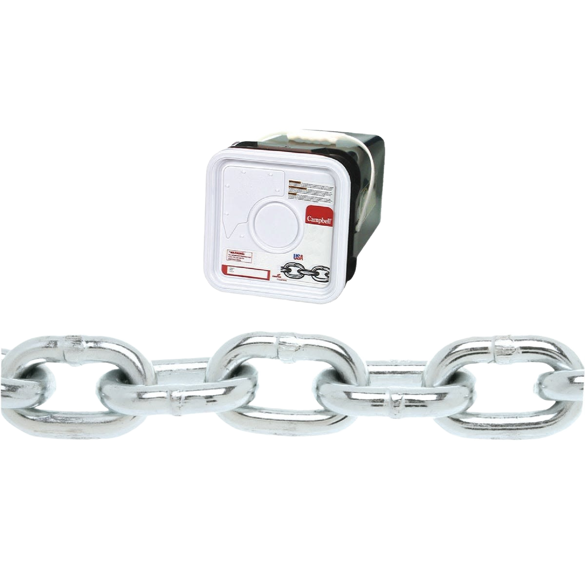 Zinc-plated low-carbon steel coil chain with heavy-duty oval links for home improvement and outdoor use