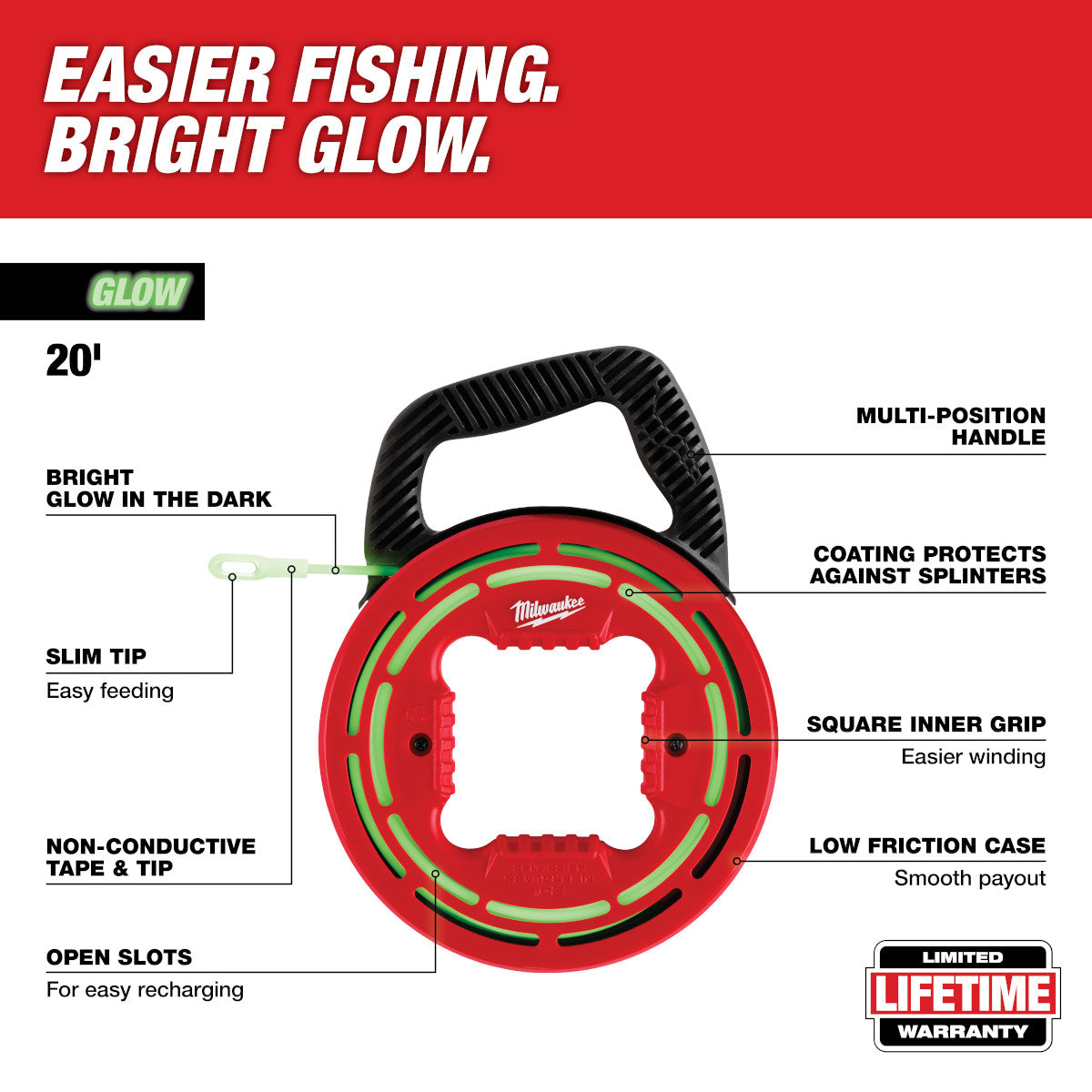 Milwaukee 20' Glow Fish Tape