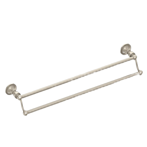 Brushed nickel double towel bar designed for bathroom accessories and home improvement projects under $100
