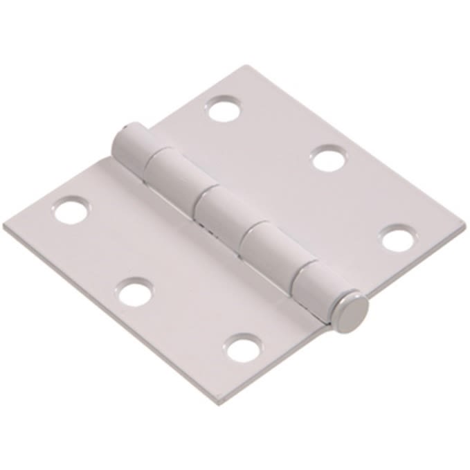 White 3-inch square corner door hinge with removable pin for residential use in hardware and home improvement collections