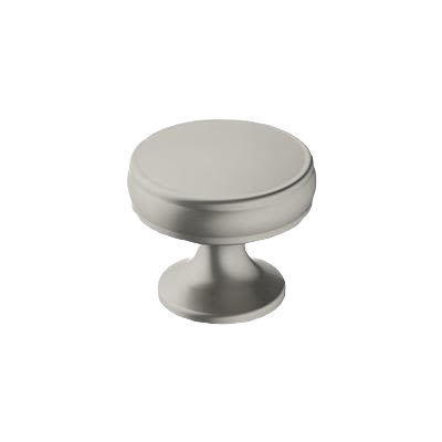Satin nickel cabinet knob with a simple round design for furniture hardware and home improvement under $50 collection