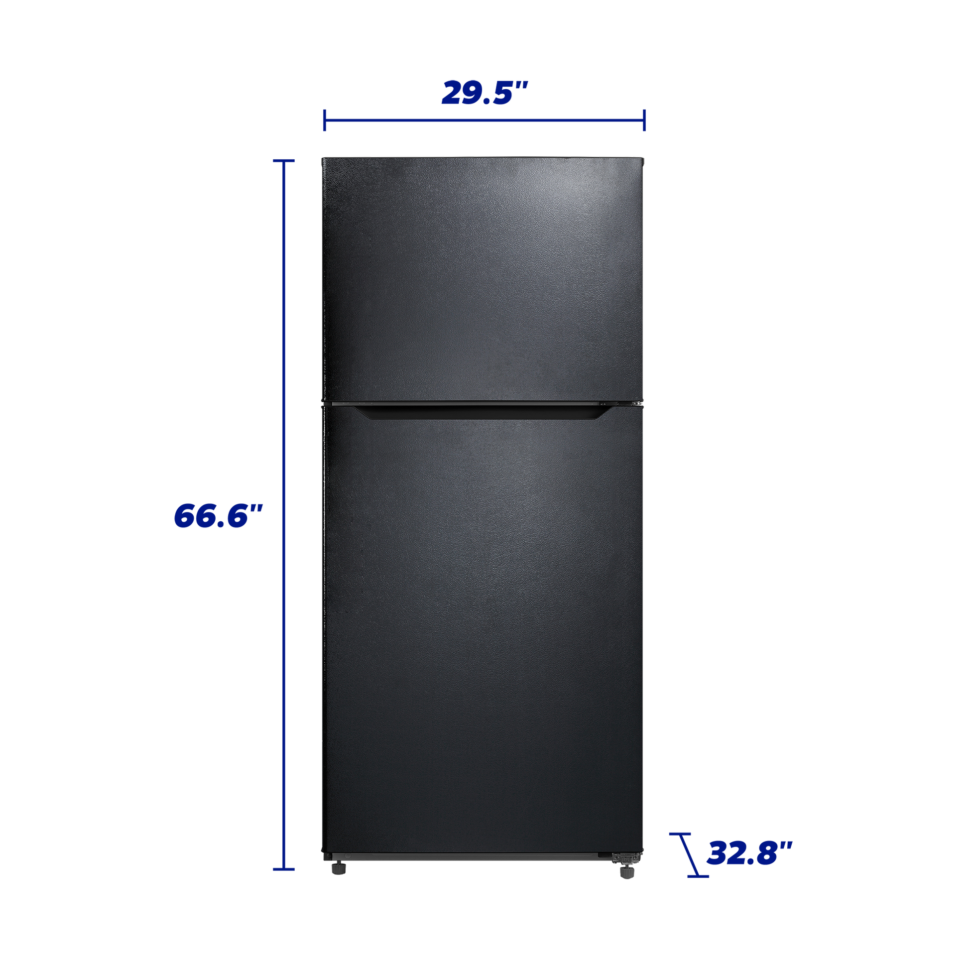 Black top freezer refrigerator with compact design and energy-efficient features in kitchen appliances collection
