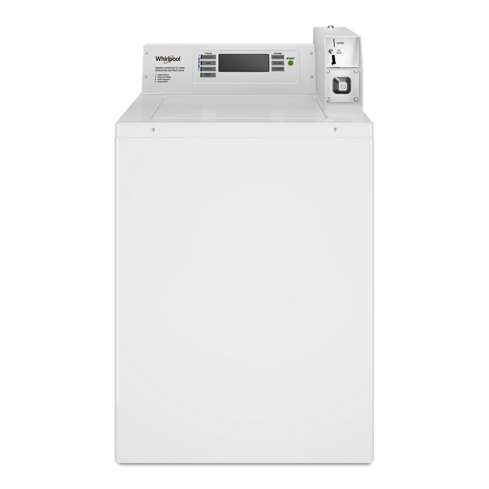 White commercial top-load washer with coin drop and digital controls from Washers & Dryers collection