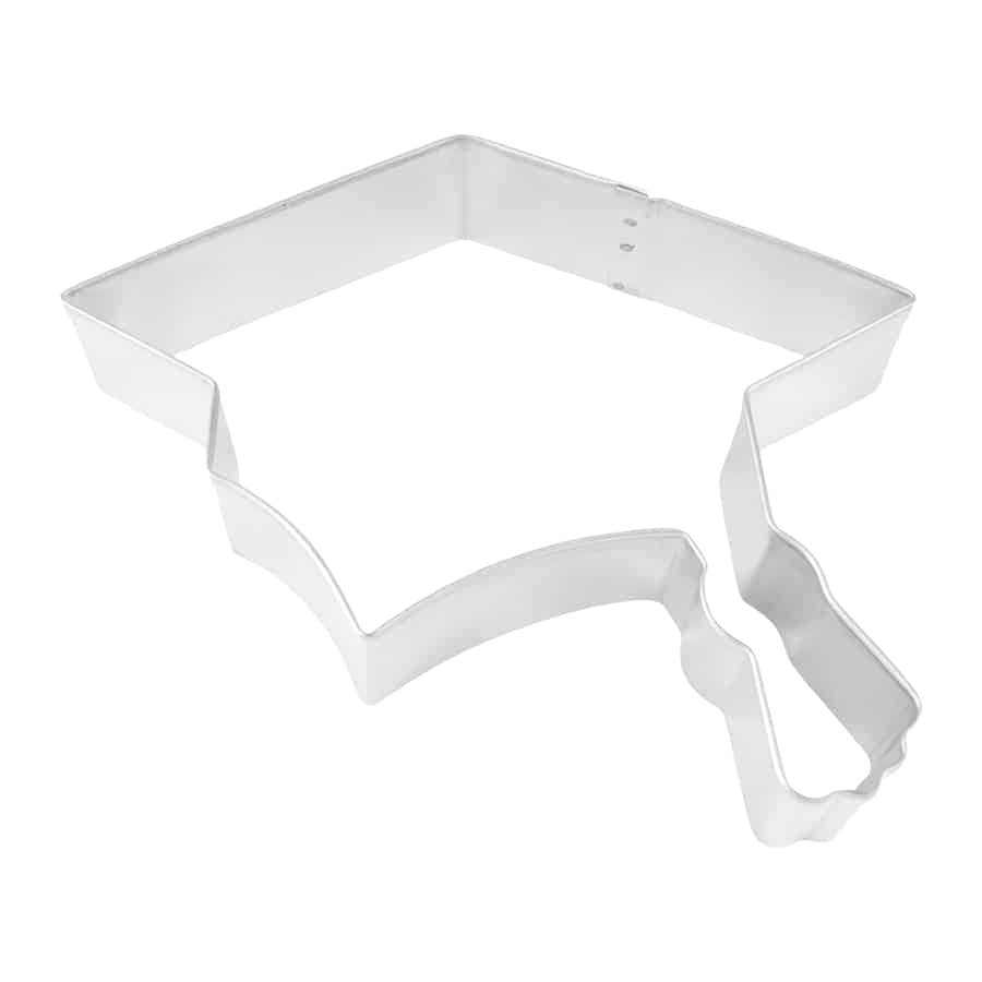 Tinplated steel cookie cutter shaped as a graduation cap for baking in kitchenware and bakeware collections