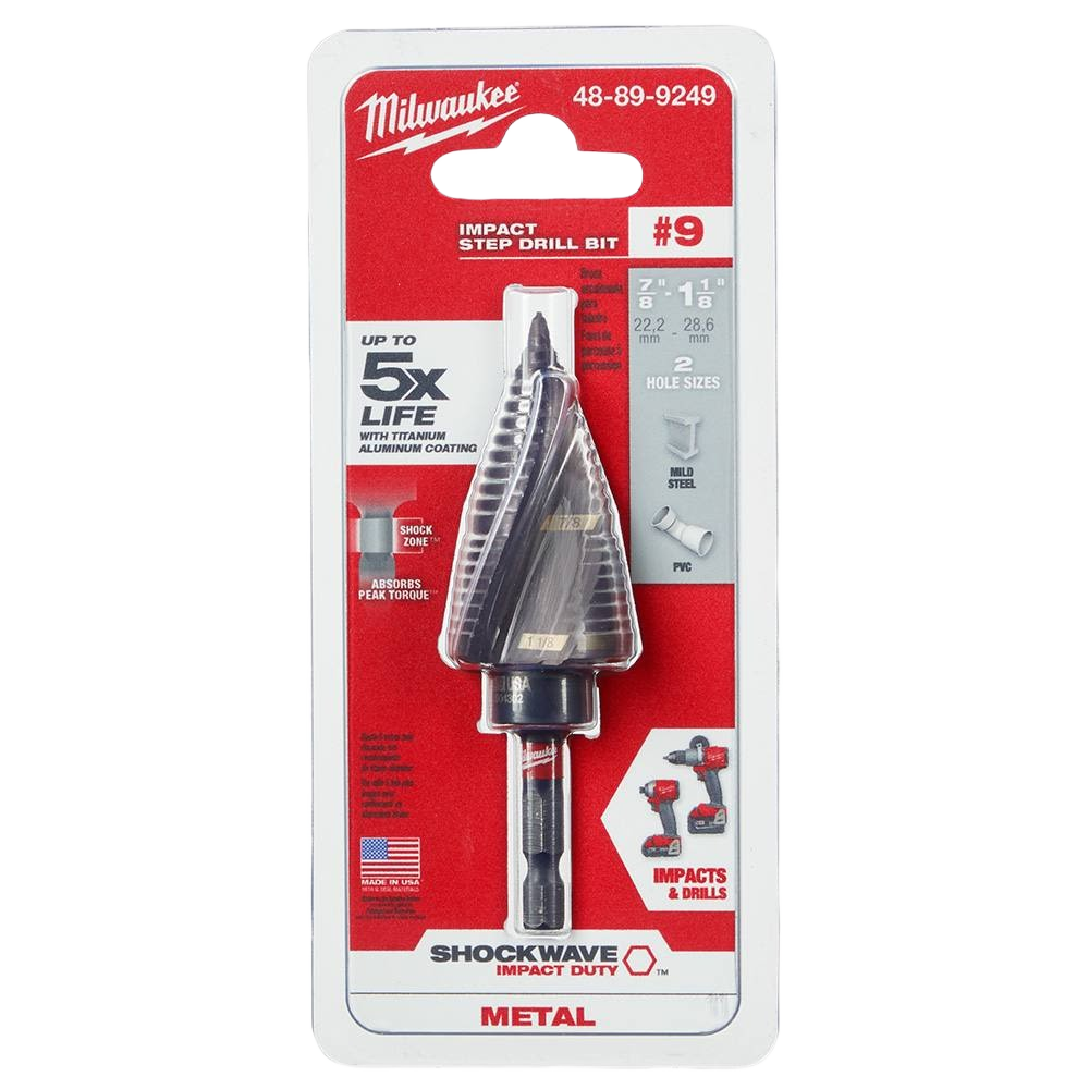 Milwaukee SHOCKWAVE step drill bit with titanium coating for metal drilling in tool accessories and power tool collections