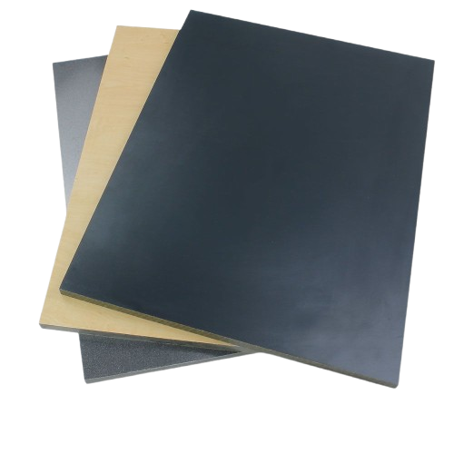 Stack of black and natural phenolic sheets for saw accessories and power tool use in home improvement collections