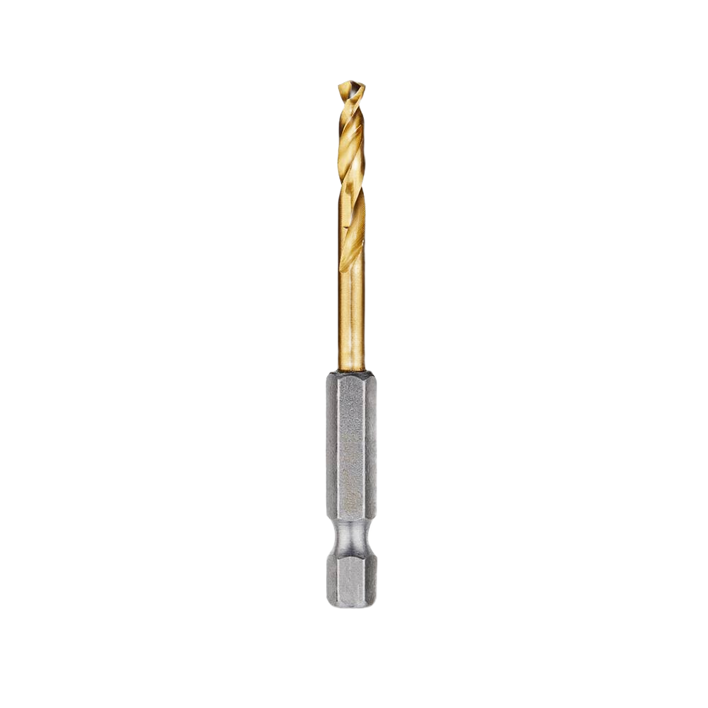 Gold-toned titanium drill bit with hex shank from Milwaukee in the drill bits and power tool accessories collection
