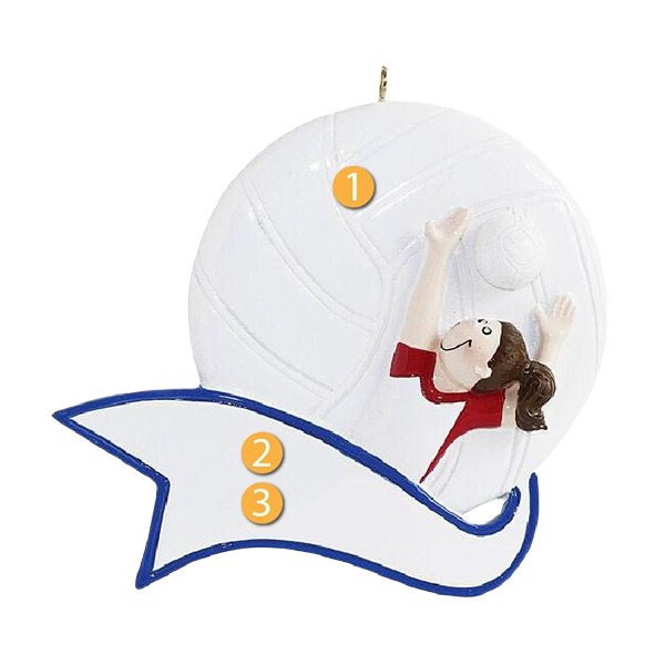 Personalized Christmas ornament featuring a girl serving volleyball with holiday-themed decoration under $50 collection
