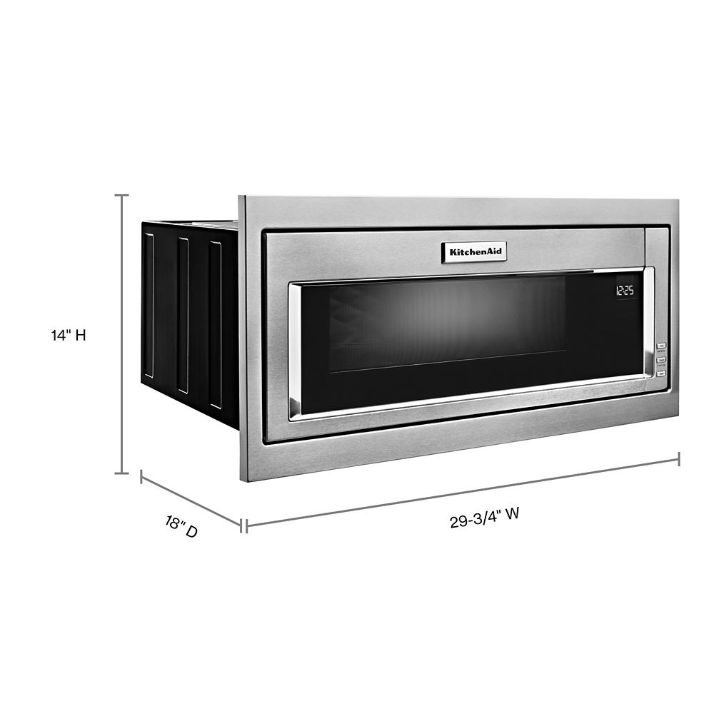 Built-in stainless steel microwave with slim trim kit and digital display from KitchenAid appliances collection